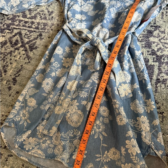 New With Tags Y2K Boho Floral Chambray Belted Button-Up Collared Dress Size S - Picture 10 of 10